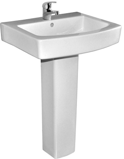 Larger image of XPress Cube Basin & Pedestal (1 Tap Hole).  Size 550x450mm.