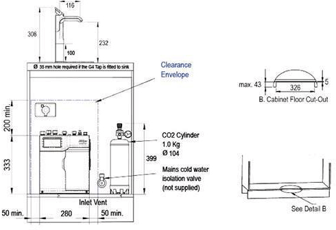 Technical image of Zip G5 Classic Filtered Chilled Water Tap (41 - 60 People, Bright Chrome).