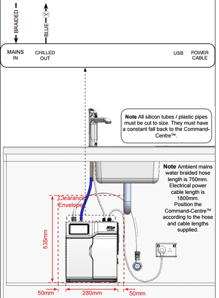 Technical image of Zip G5 Classic Filtered Chilled Water Tap (Brushed Chrome).