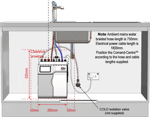 Technical image of Zip G5 Classic AIO Filtered Boiling & Chilled Water Tap (Bright Chrome).