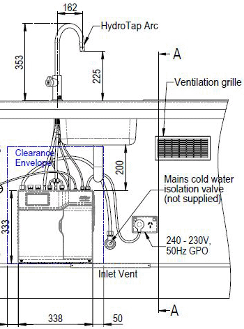 Technical image of Zip Arc Design Filtered Boiling Water Tap (41 - 60 People, Bright Chrome).