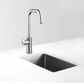 Example image of Zip Cube Design Boiling Hot Water, Chilled & Sparkling Tap (Brushed Chrome).