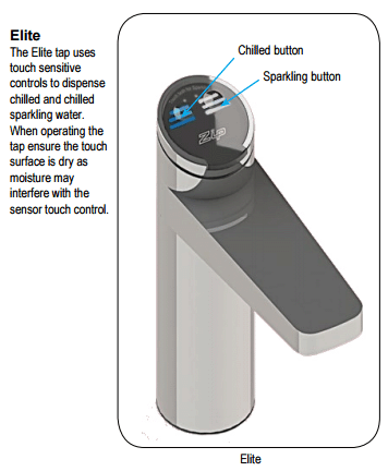 Technical image of Zip Elite Filtered Chilled & Sparkling Water Tap (Brushed Chrome).