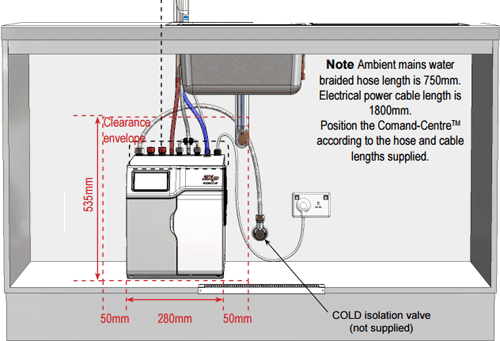 Technical image of Zip Arc Design AIO Filtered Chilled Water Tap (Bright Chrome).